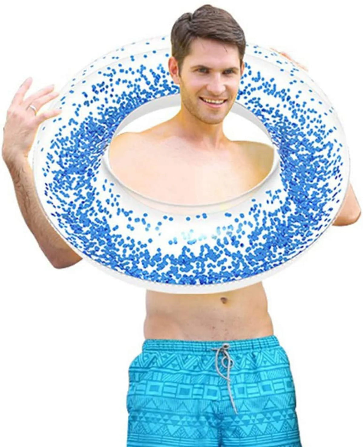 Clear Glitter Inflatable Swimming Ring Pool Float X850