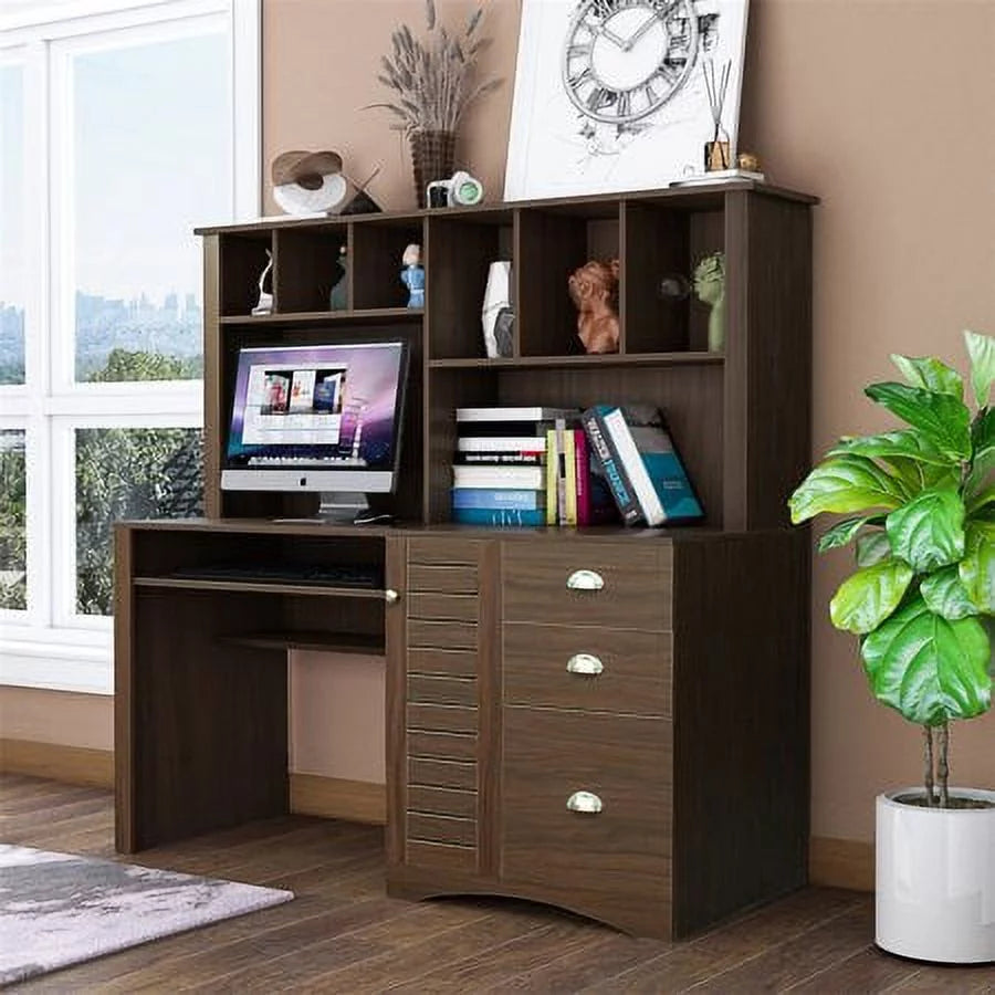Computer Desk with Drawers & Bookshelf K84112