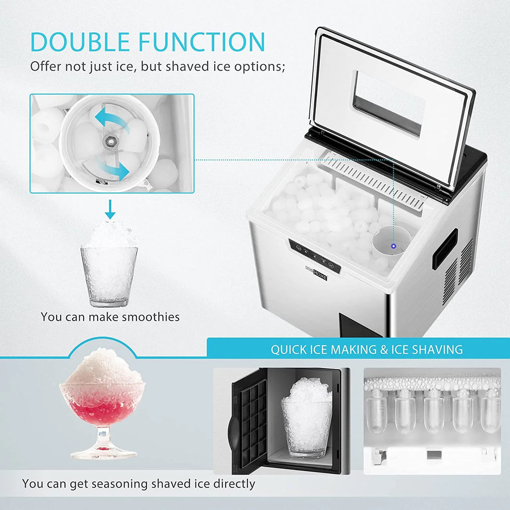 2 in 1 Countertop Ice Maker & Ice Shaver Machine, 33lbs/Day M37896