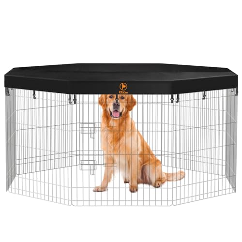 Metal Foldable Dog Playpen with 8 Panels 24”H & Bottom Pad R4456
