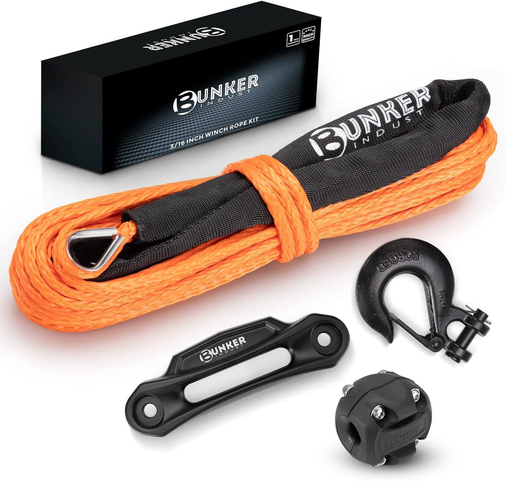 Synthetic Winch Rope Kit 3/16 x 50' 8200 LBS Orange Pack of 2 K31613