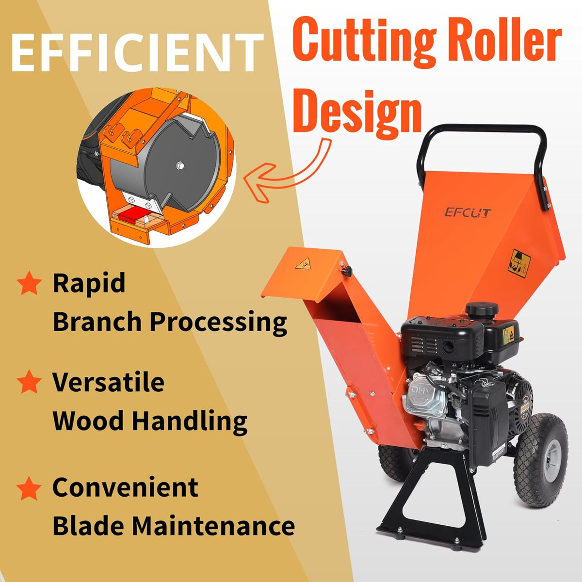 7HP Gas Powered Wood Chipper Shredder Mulcher K200