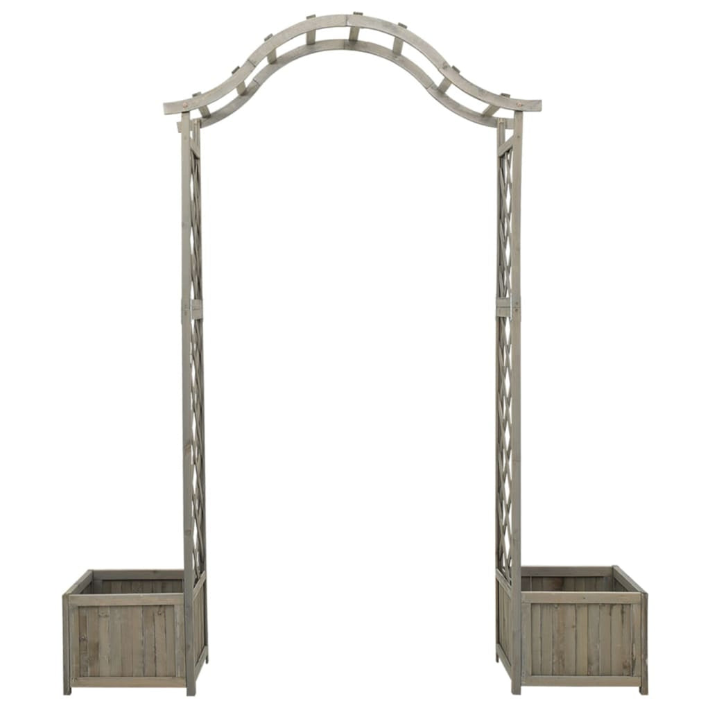 Gray Solid Firwood Garden Pergola with Planter U2943