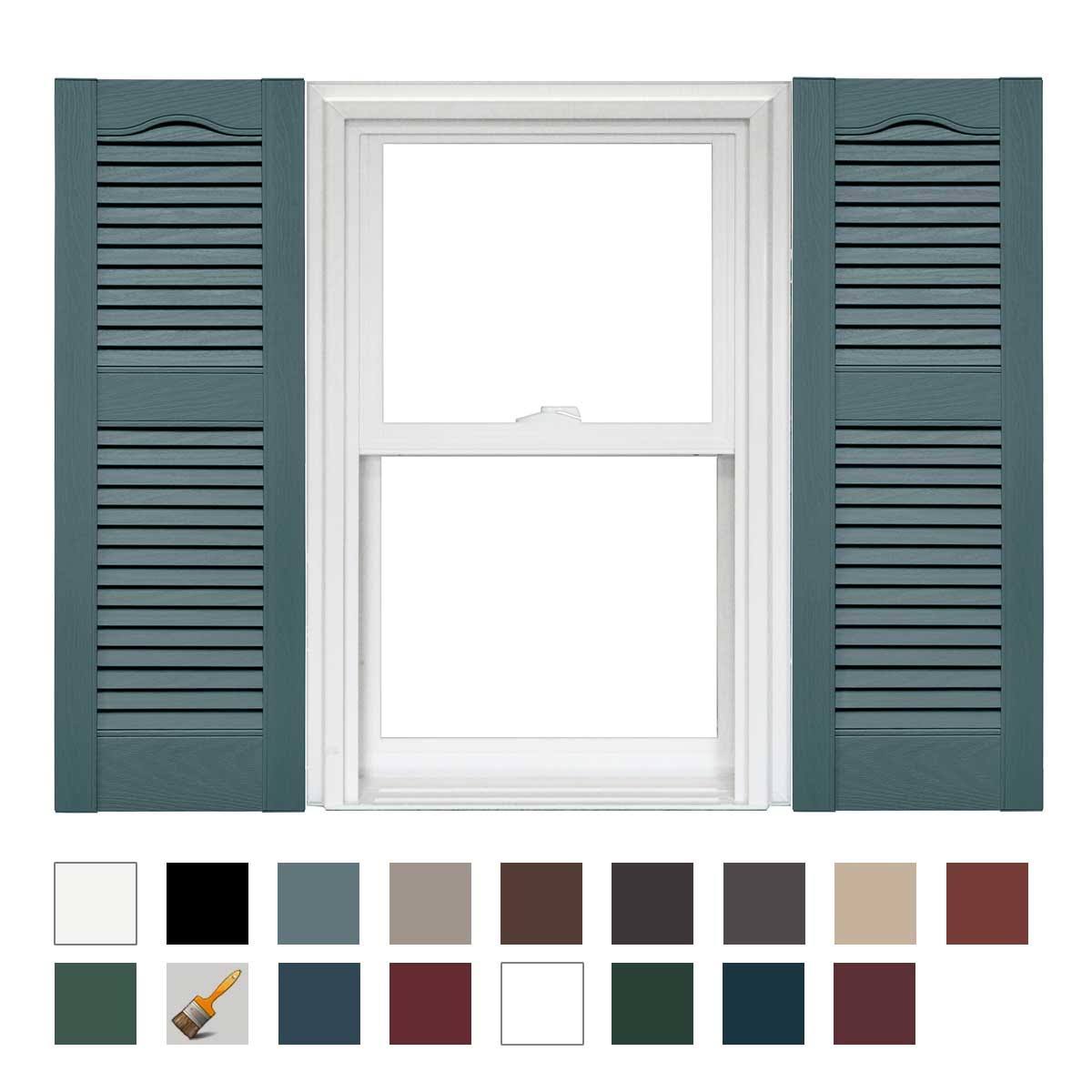 Open Louver Vinyl Shutters (1 Pair) 14.5 x 55 Wedgewood Blue H8924