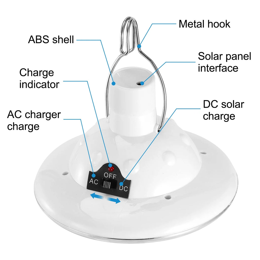 Solar LED Camping Light 300LM Portable Lantern with Remote Control 3 Modes 6500K White F341