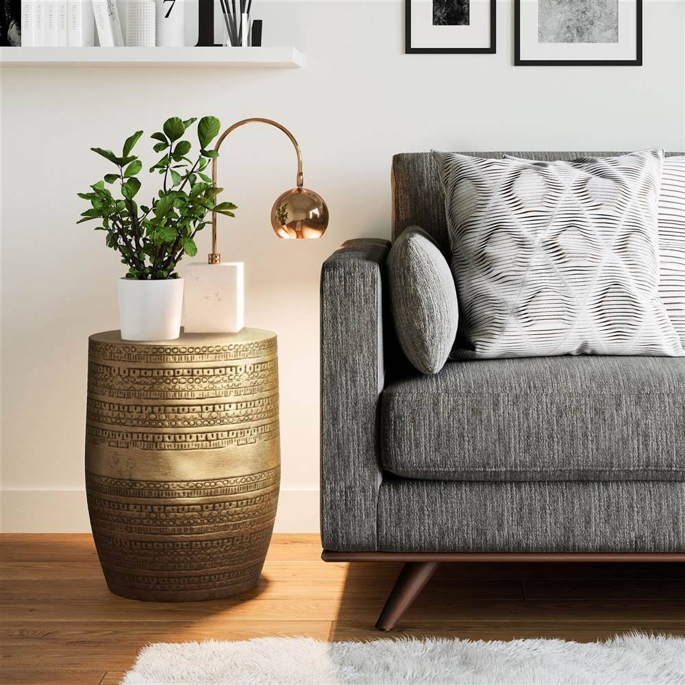 Antique Gold Metal Accent Table R109415