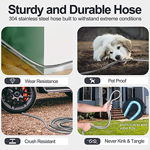 50ft 304 Stainless Steel Garden Hose with Nozzles U4876