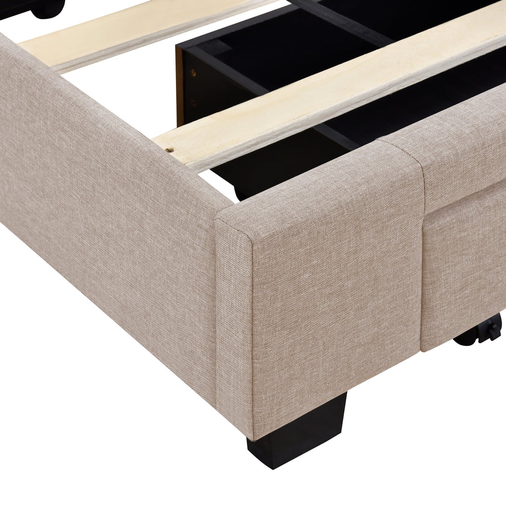 Beige Queen Size Upholstered Storage Bed Frame N749176