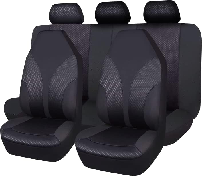 Solid Gray Polyester Rear Bench Split Car Seat Covers Full Set Pack of 2 T202619
