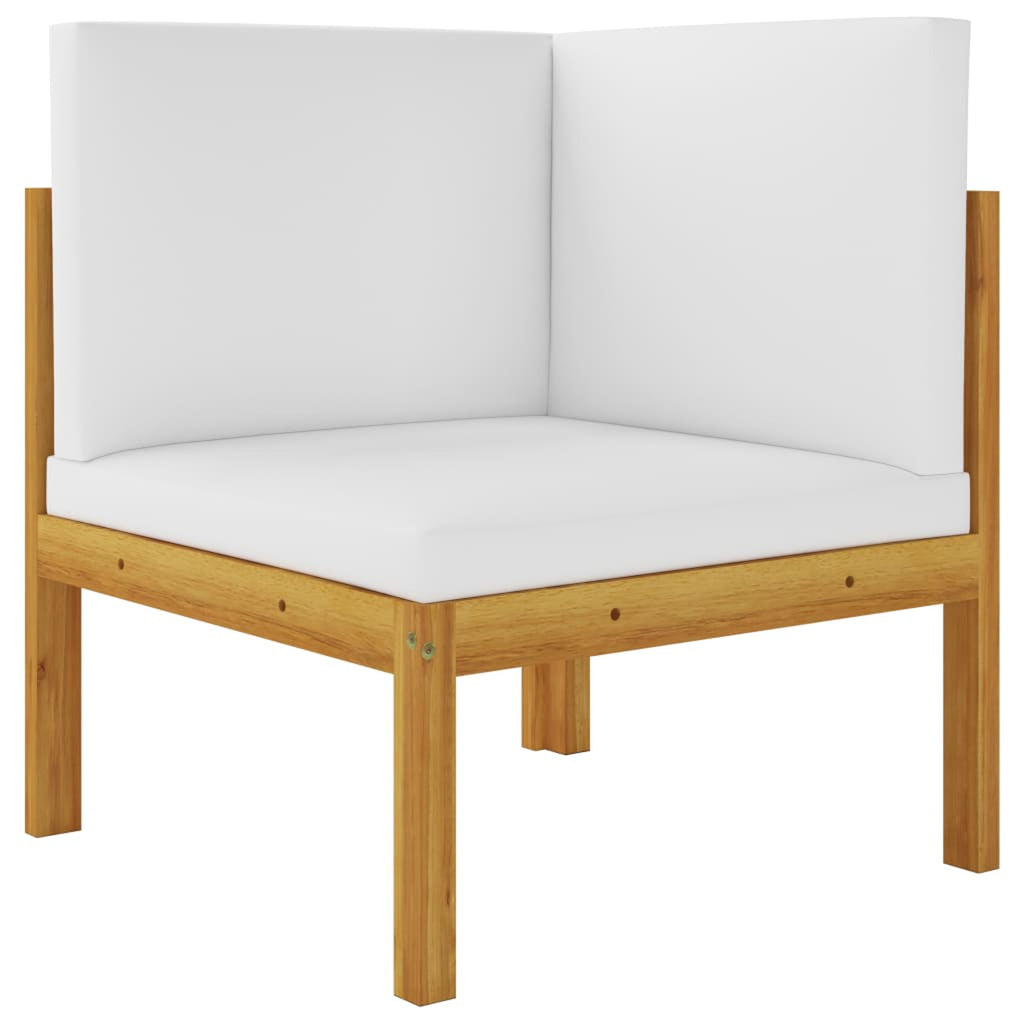 6 Piece Acacia Wood Patio Lounge Set with Cream White Cushion N572