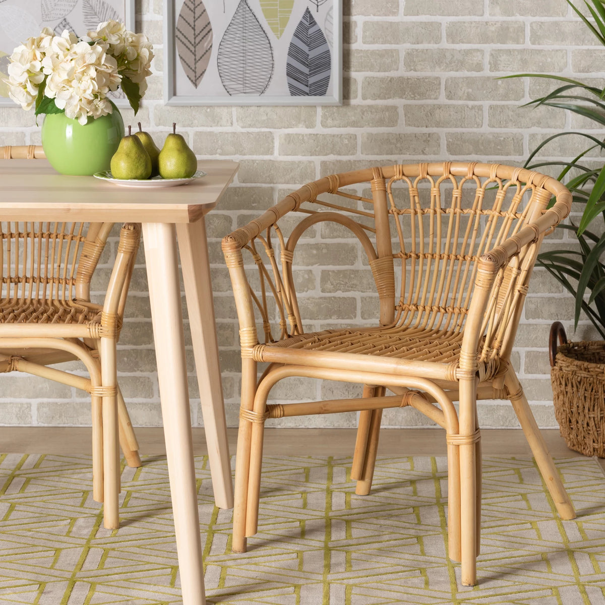 Natural Brown Rattan Dining Chair O738564