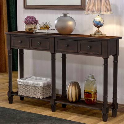 Console Sofa Table with Storage Drawers and Bottom Shelf (Espresso) I16760