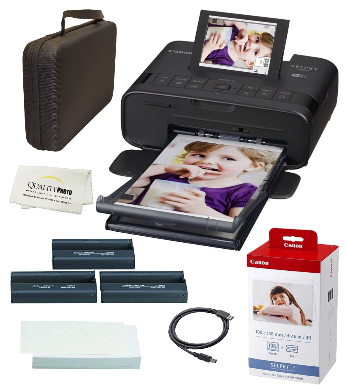 Black Compact Photo Printer with Air Print and Mopria Device Printing P639178