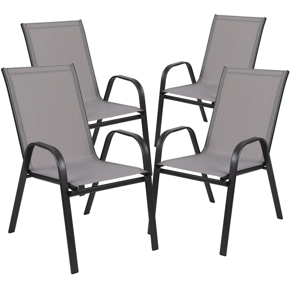 5-Piece Steel Glass Patio Table and Chair Set T376