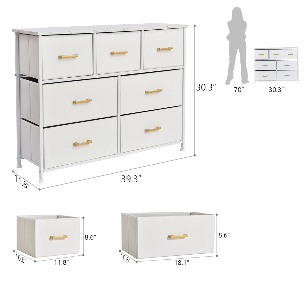 White 7 Drawer Dresser B108835