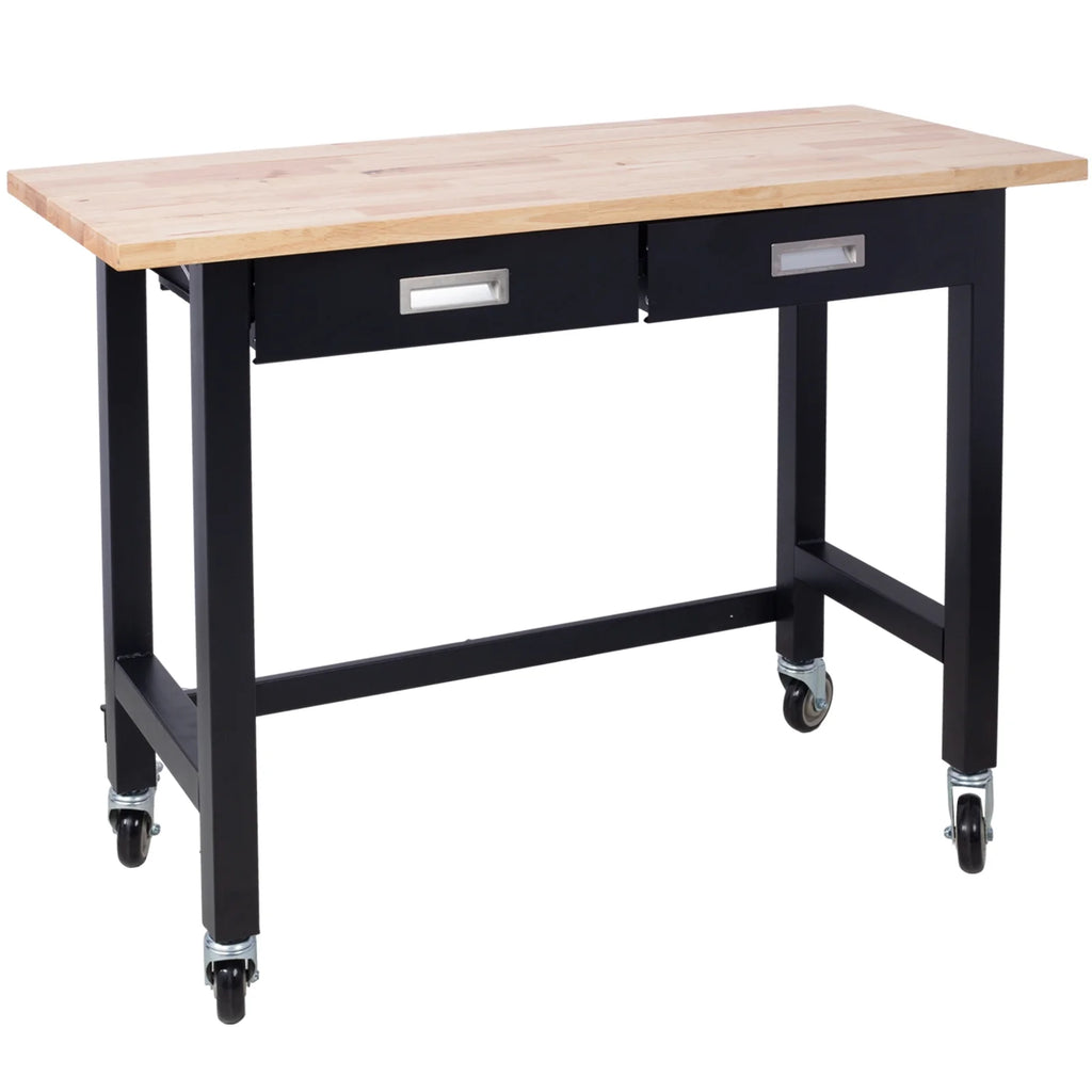 48in Adjustable Bamboo Wood Workbench with Drawer Storage W55442