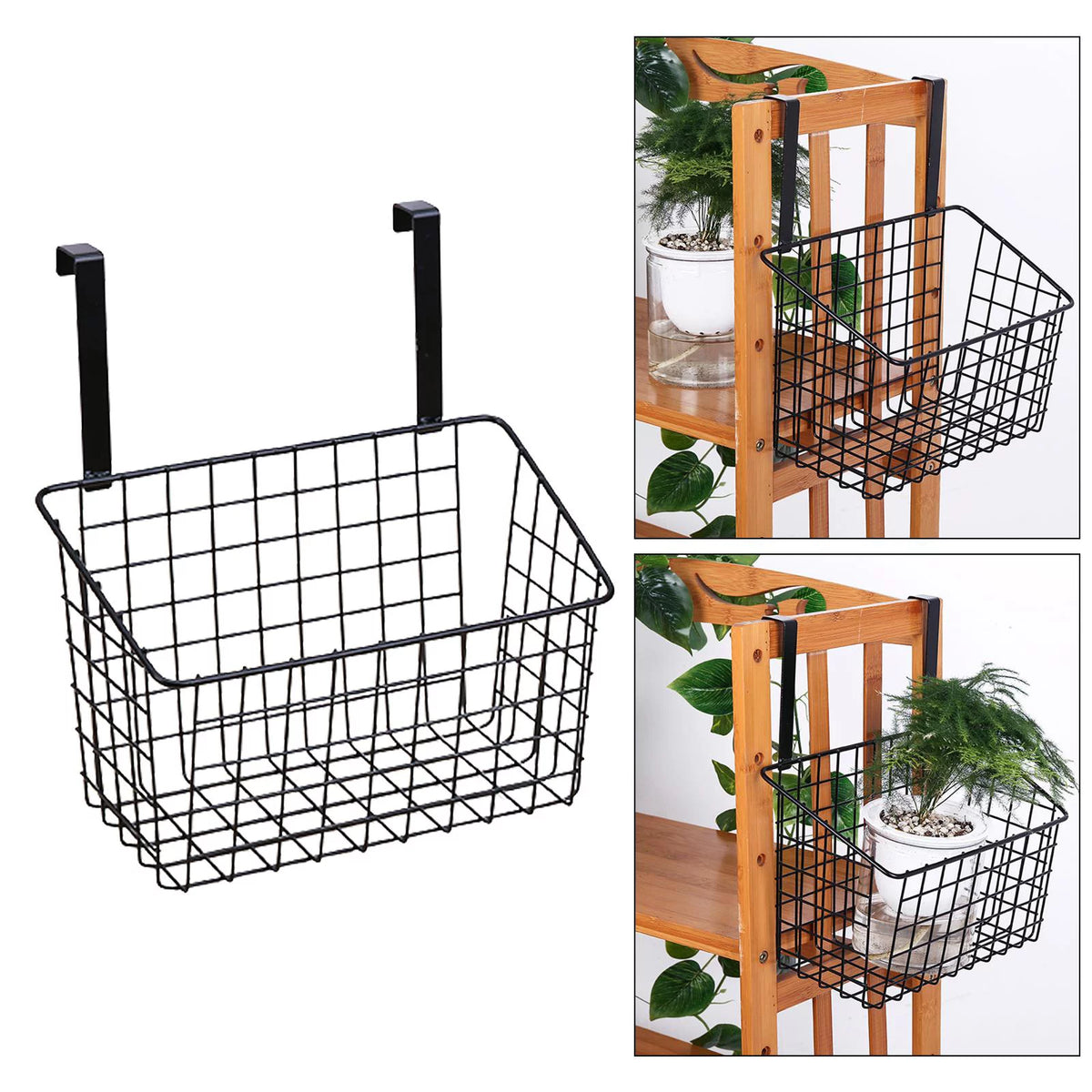 Iron Mesh Shelf Basket Cupboard Cabinet Door Organizer Rack J35907