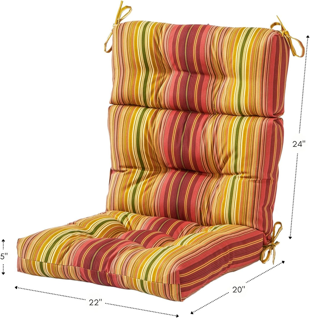 Outdoor 44 x 22-inch High Back Chair Cushion, Set of 1, Cinnamon Stripe L208