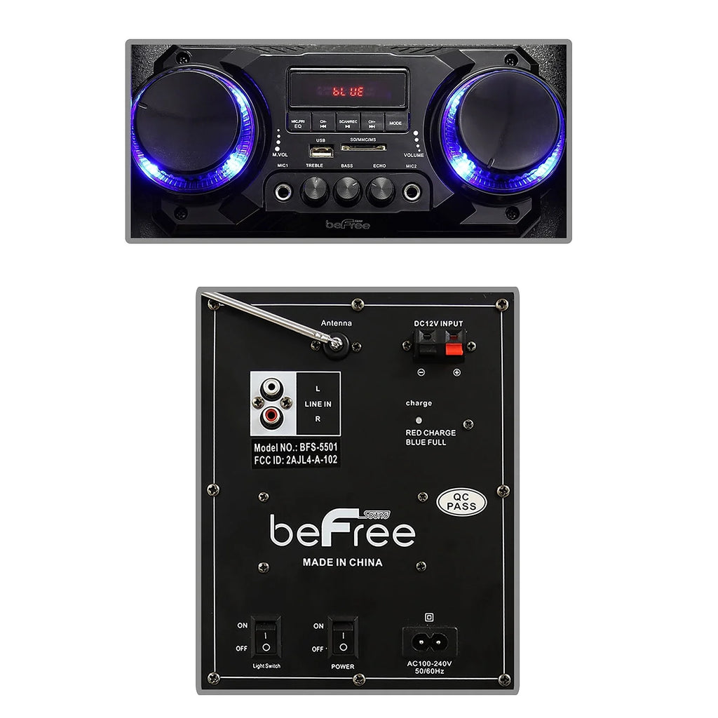 Double 10" Bluetooth Portable Party Speaker with Reactive Lights D9234