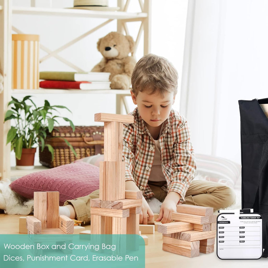 Giant Stacking Game Wooden Tower Game Set with Carrying Bag C3016