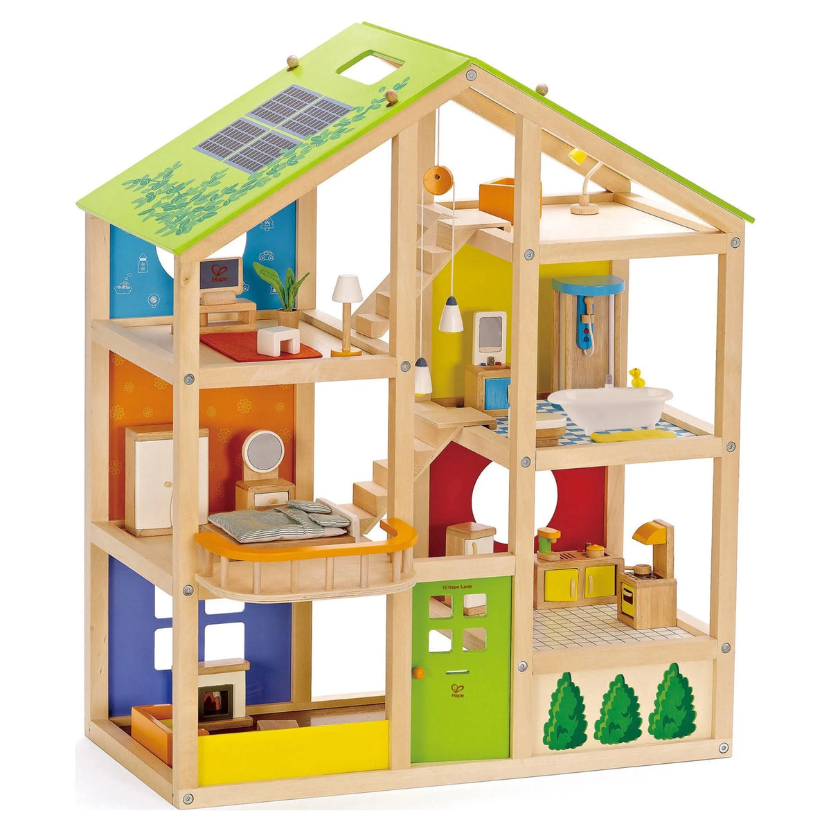 Wooden Furnished Dollhouse Playset A314