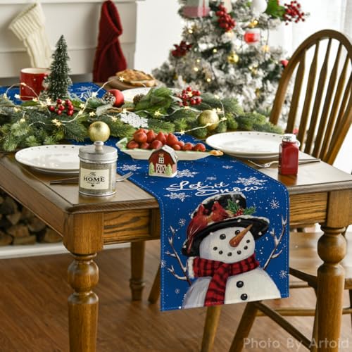 Red Snowman Winter Table Runner 13x72 Inch N1906