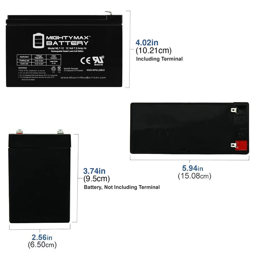 12V 7.2AH Battery Replacement Z148