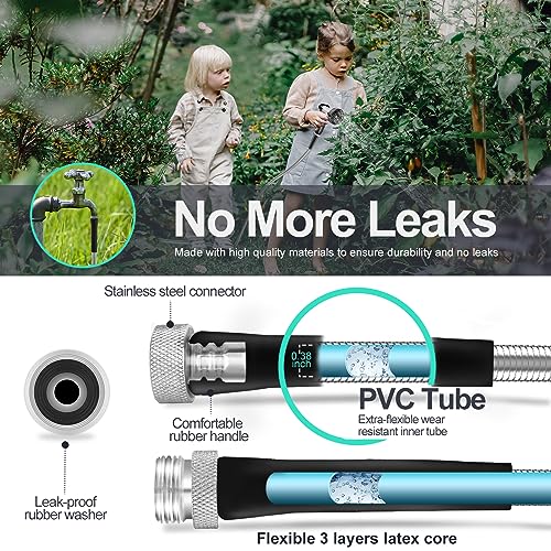 50ft 304 Stainless Steel Garden Hose with Nozzles U4876