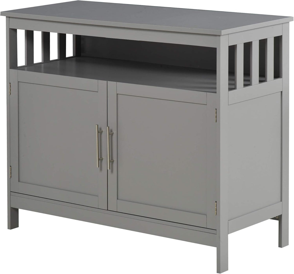 Black Kitchen Console Table with 2-Level Cabinet and Open Shelf W20522