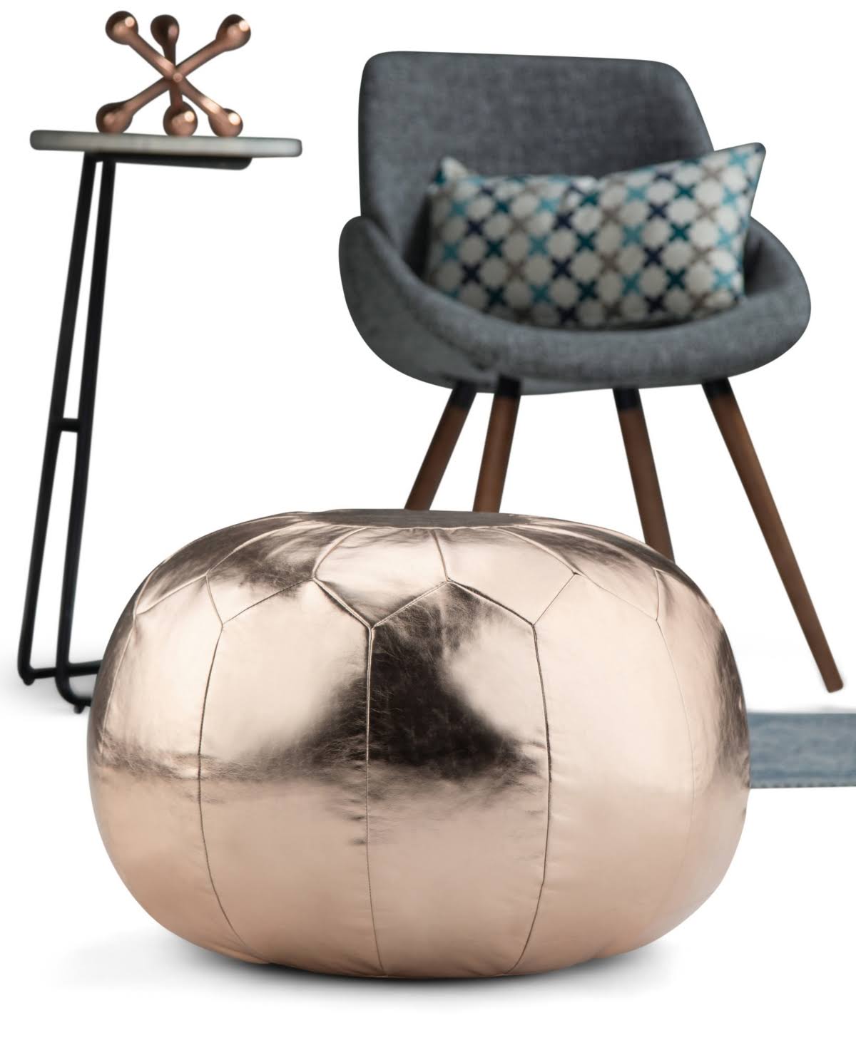 Round Pouf in Gold Z5911