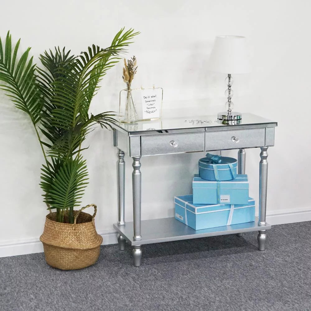 Mirrored Console Table with Drawers and Shelf P1908