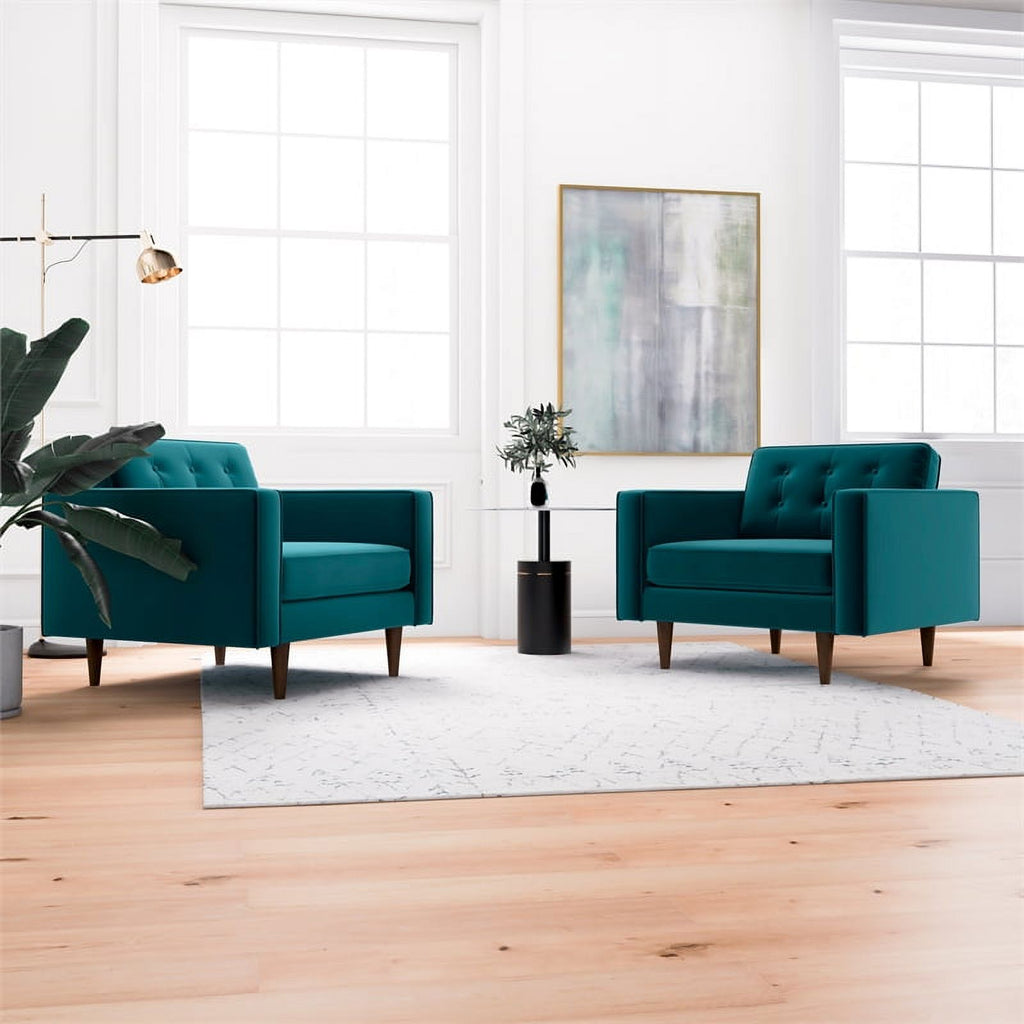 Turquoise Velvet Lounge Chair (Set of 2) R772