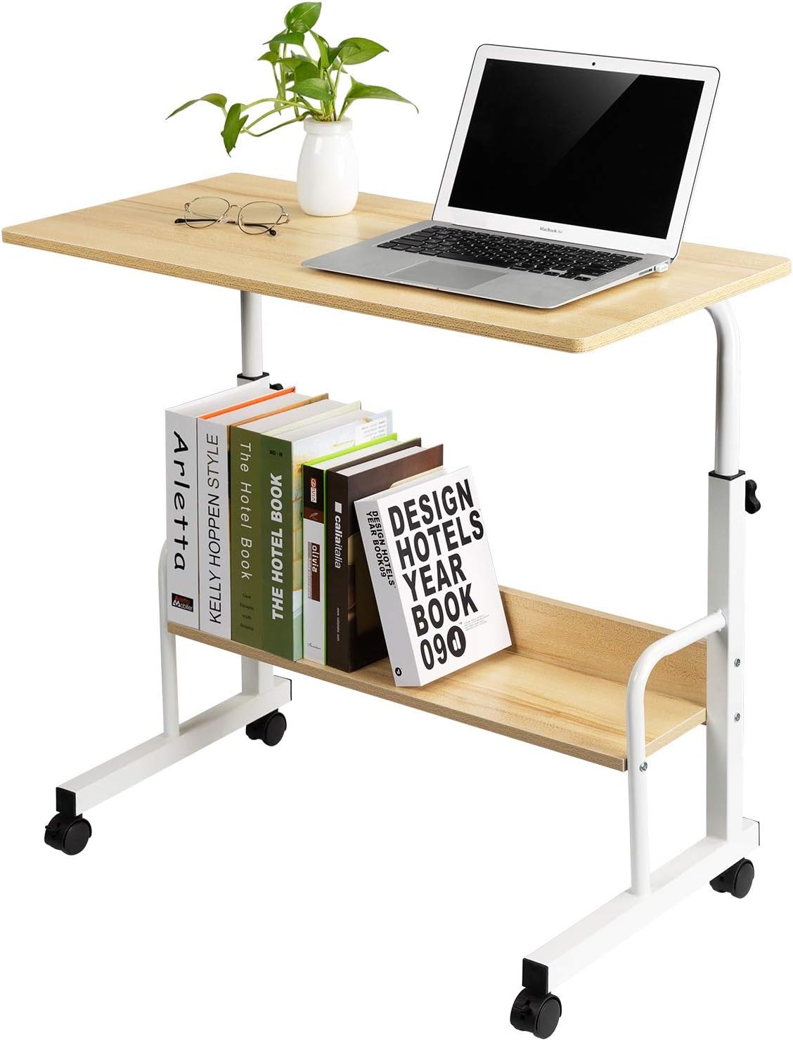 Black Adjustable Mobile Side Table with Wheels G792252