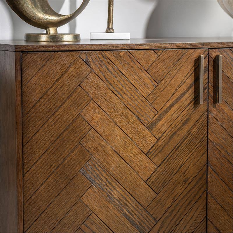 2 Door Oak Chevron Cabinet U1186