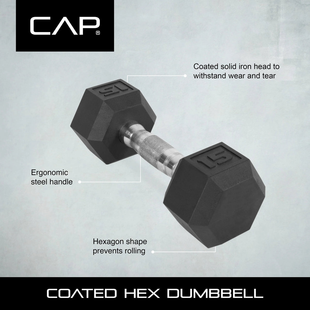 10lb Coated Rubber Hex Dumbbell Pair J30568