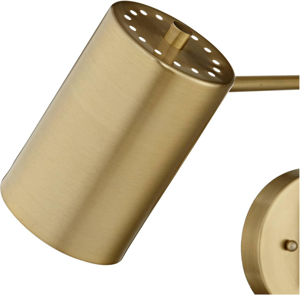 Swing Arm Wall Lamps Set of 2 Brushed Brass Metal Plug-in Light Fixture Cylinder Shade V17335
