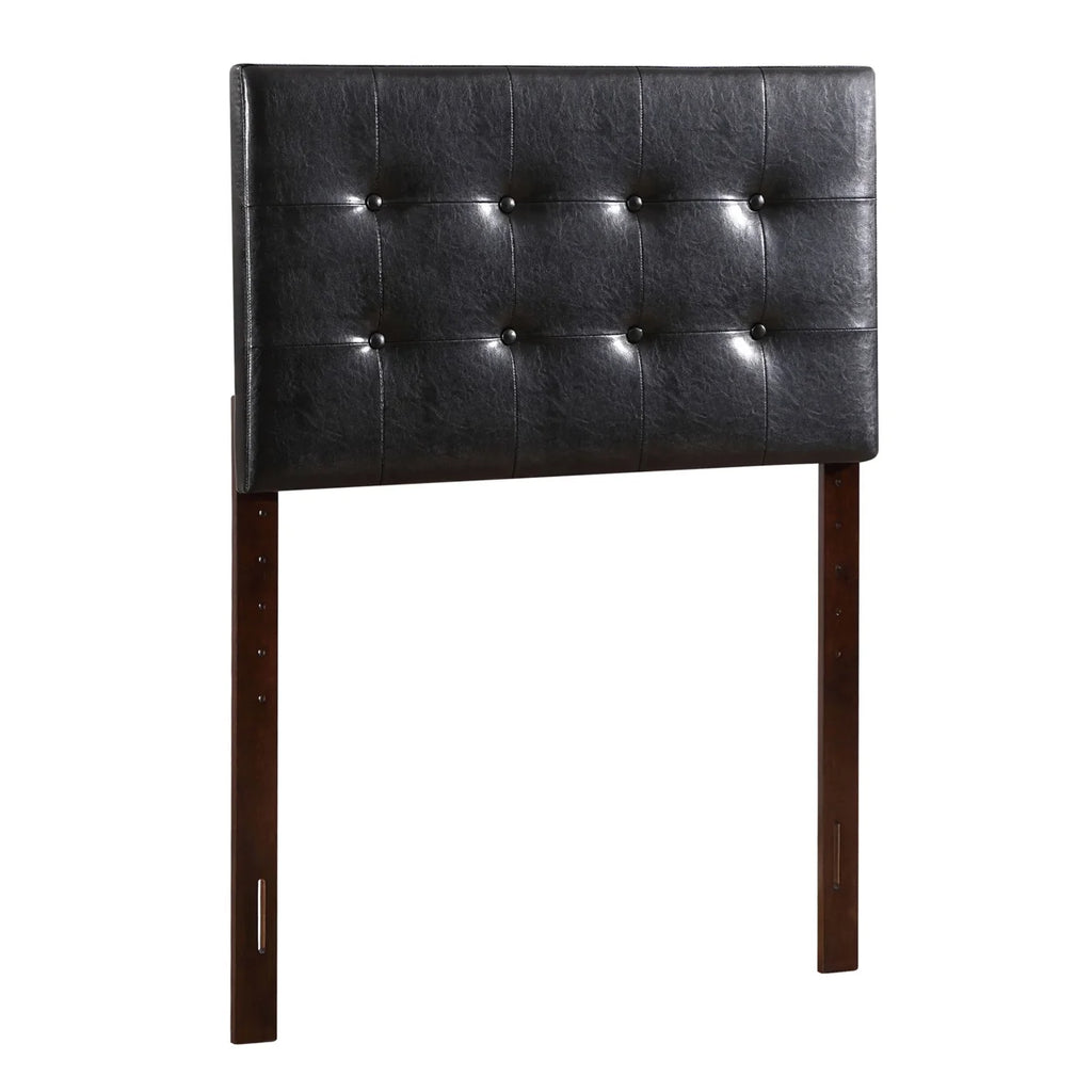 Black Twin Upholstered Tufted Panel Headboard K79427