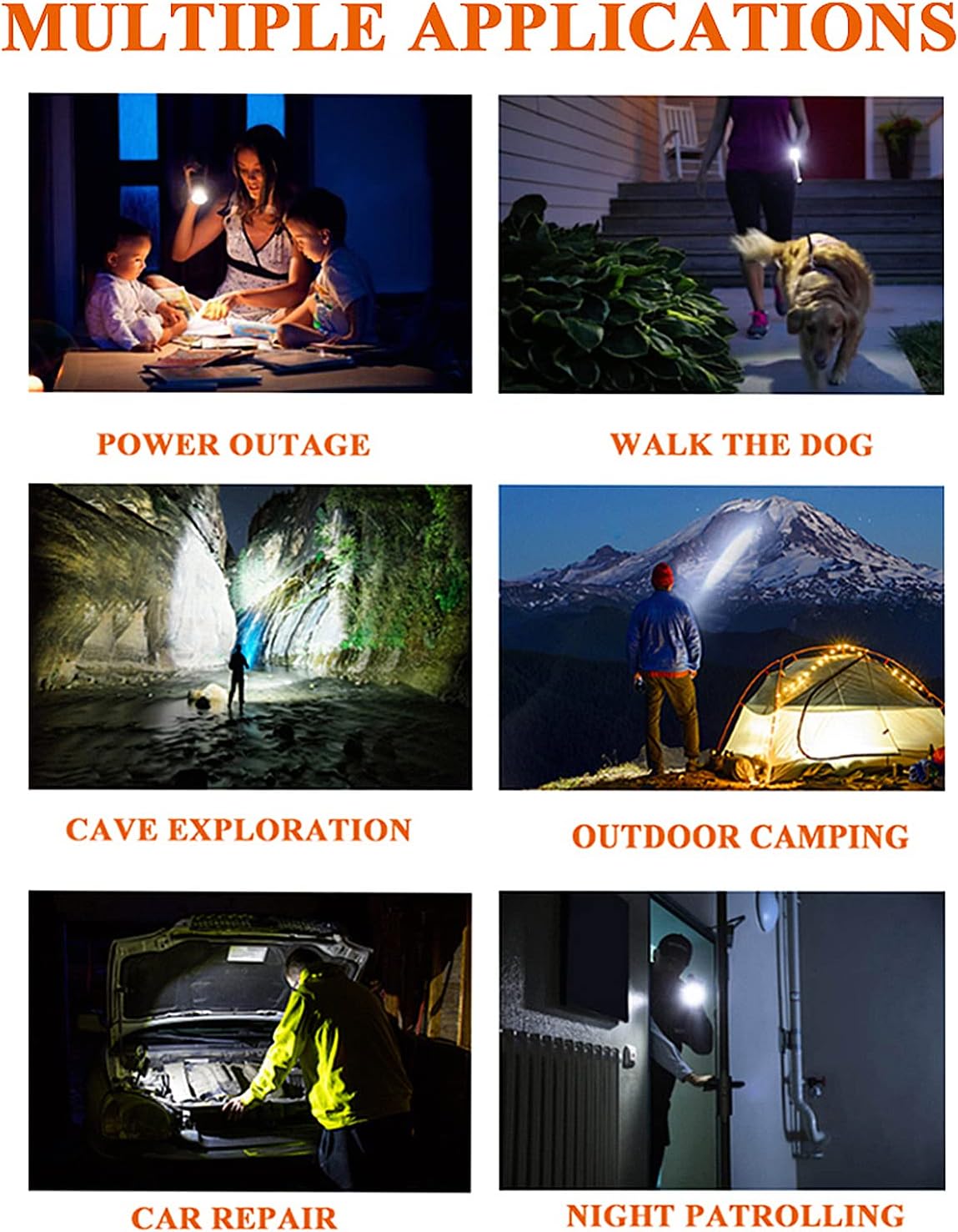 1200 Lumen LED Rechargeable Flashlight with Power Display, IP67 Waterproof, 5 Light Modes W37802