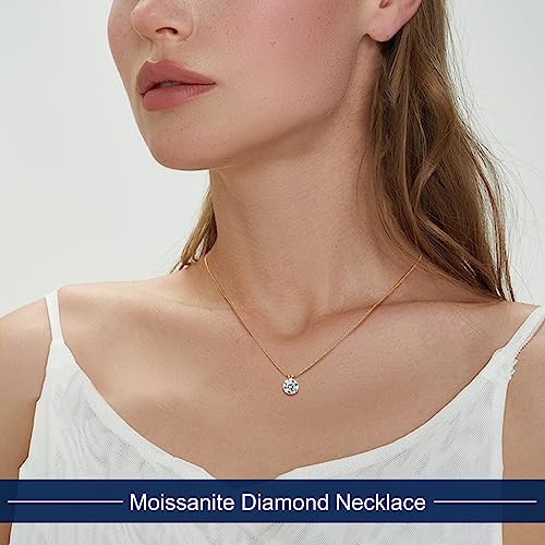 0.1CT-12.0CT Lab Created Diamond Pendant 18K White Yellow Gold Plated Sterling Silver Round Moissanite Solitaire Necklace J8664