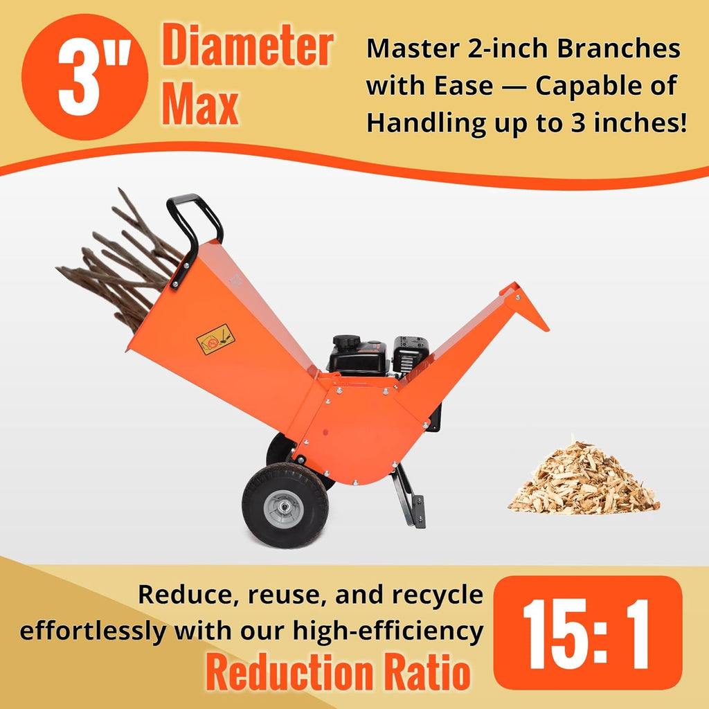 7HP Gas Powered Wood Chipper Shredder Mulcher K200