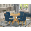 5 Piece Antique Round Table and 4 Parson Chair with Oak Leg and Pu Leather P912