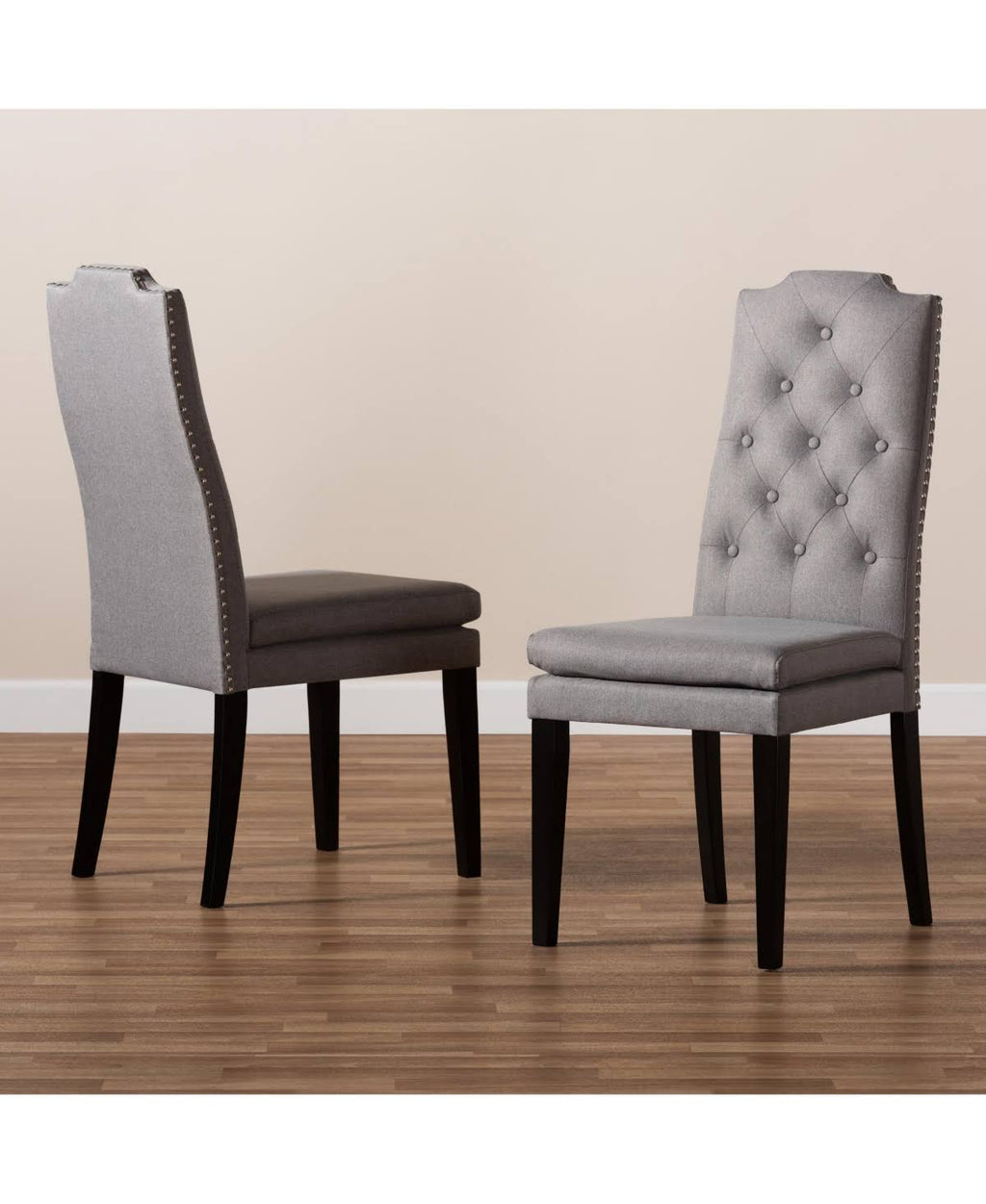 Charcoal Button Tufted Set of 2 Wood Dining Chair M11079