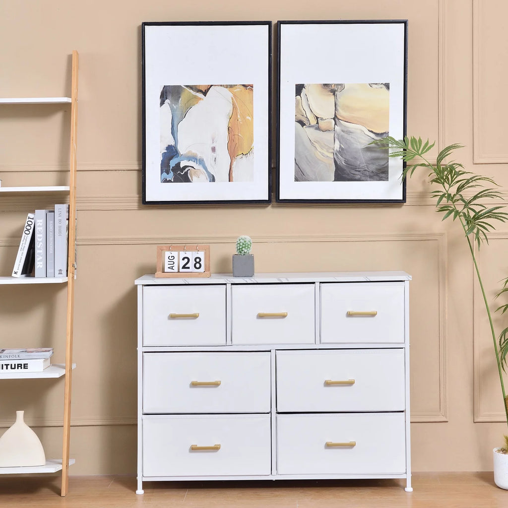 White 7 Drawer Dresser B108835