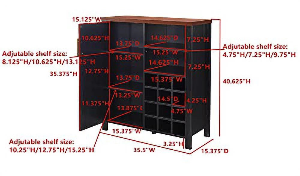 Black Sideboard Buffet Wine Liquor Bar Cabinet D5319