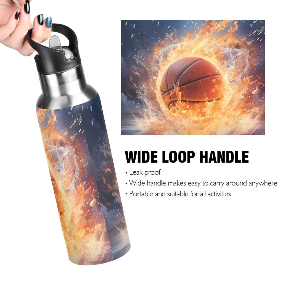 Stainless Steel Insulated Thermos Vacuum Flask Water Bottle with Straw Lid P9804