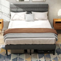 Grey Linen Upholstered Full Size Metal Platform Bed Frame V23470