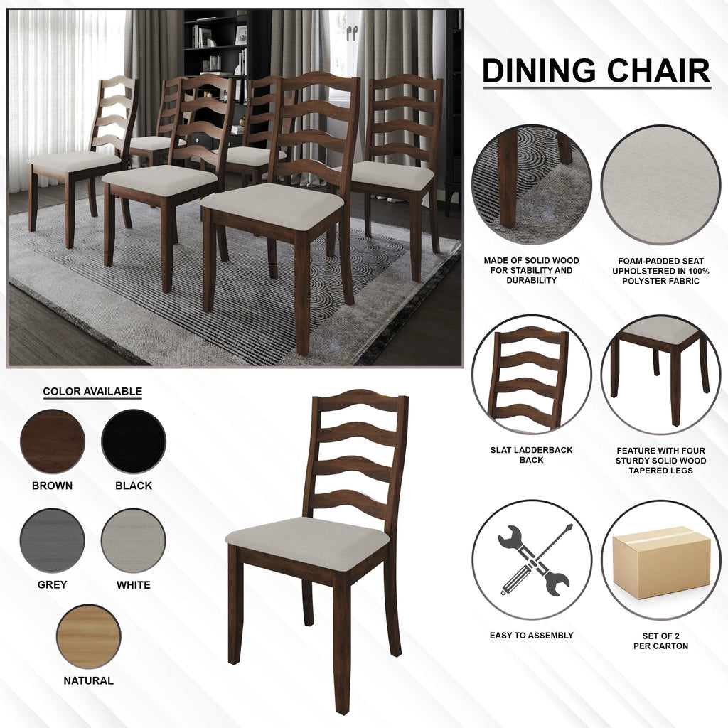 Brown Wooden Dining Chair Set of 2 C217457