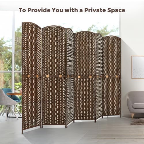 4 Panel 6 ft. Tall Grey Rattan Room Divider B318