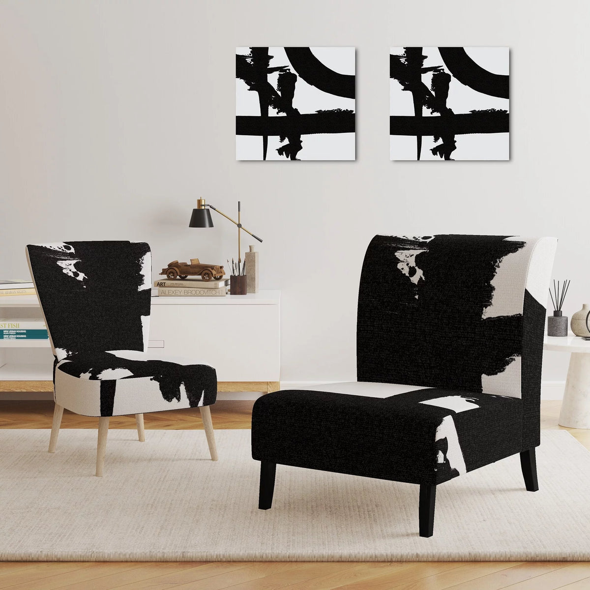 Black & White Upholstered Modern Accent Chair P452656