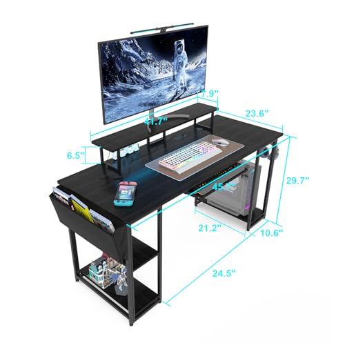 Brown Gaming Desk with LED Lights and Power Outlets P537271